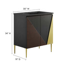 Modway - Alchemist 30" Vanette de salle de bain - Noir noir-Placage de bois de chêne