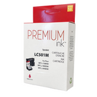 Premium Ink - Brother LC501 Lot de 4 cartouches d'encre alternatives - Rendement Standard - CMYK-Le format pratique de 4 cartouches comprend les encres noire, cyan, magenta et jaune, offrant un ensemble complet de remplacement couleur dans un seul emballage
