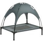 PawHut - Lit pour animal surélevé rafraîchissant avec auvent pour chiens de taille moyenne - 30 po L x 24 po l x 29 po H - gris-Surélevé du sol pour plus de confort et pour permettre la circulation de l'air de tous les côtés 