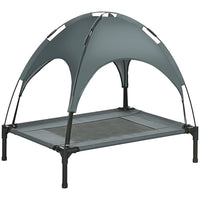 PawHut - Lit pour animal surélevé rafraîchissant avec auvent pour chiens de taille moyenne - 30 po L x 24 po l x 29 po H - gris-Surélevé du sol pour plus de confort et pour permettre la circulation de l'air de tous les côtés 