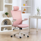 HOMCOM - Chaise de bureau ergonomique avec repose-tête réglable - rose-Hauteur d’assise et fonction d’inclinaison réglables pour un confort optimal 