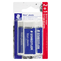 Staedtler Mars - Plastic Premium Gomme - Blanc - 2 + 1 Pack bonus-Gomme blanche, style bloc