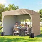 Outsunny - Tente auvent pliante 9.6 pi l x 9.6 pi L avec 3 parois latérales - Installation facile à 1 bouton-Huit trous empêchent la stagnation de l'eau de pluie pour moins d'entretien