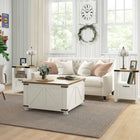 HOMCOM - Table d’appoint avec rangement - blanc-Une étagère ouverte, un tiroir et un plateau pour ranger les essentiels du quotidien et les objets décoratifs 