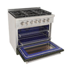 Kucht - 36 po Série KFX-X Cuisinière Pro Style au gaz propane - Acier inoxydable/Vert olive-Dimensions du produit 27,75 po L x 36 po L x 36 po H