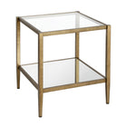 Hudson&Canal - Table d'appoint carrée Hera 50 cm de large avec étagère miroir - Laiton-Un design contemporain moderne pour votre salon, votre chambre et plus encore