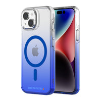 AXS - Crystal Shield Étui D3O MagSafe compatible pour Apple iPhone 15 - Saphir Dégradé-Design minimaliste offrant une protection contre les chutes de 6 pieds