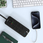 ShoppingAll - Huntkey parasurtenseur multiprise avec 6 prises et 2 ports USB – 4 pi – noir - Paquet de 2-Jusqu’à 1080 joules de protection contre les surtensions pour aider à protéger les appareils contre les pointes de tension, avec interrupteur de surcharge qui coupe l’alimentation lorsque la charge externe est trop élevée