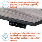 Motionwise - Bureau courbé ergonomique série M3 PRO Motionwise, 30 po x 60 po, électrique assis-debout, double moteurs - Gris Rustique-Espace de travail ergonomique et spacieux : Sa surface de 30 po x 60 po offre amplement de place pour votre configuration, que ce soit dans des bureaux à domicile ou des espaces professionnels. La courbure ergonomique permet un positionnement corporel optimal en position assise ou debout, offrant un confort maximal tout au long de la journée.