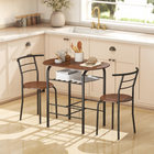 HOMCOM - ensemble de salle à manger 3 pièces 31,5 po avec étagère de rangement - naturel-Plateau effet bois et structure en métal ajoutent une touche moderne et industrielle à votre pièce