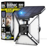 Bell + Howell - Bionic Spotlight Trio Motion Sensor Lumière solaire extérieure-Lumière solaire extérieure - ce projecteur à DEL est alimenté à l’énergie solaire et ne nécessite pas de piles ou d’électricité pour fonctionner car il est doté de panneaux solaires intégrés de qualité industrielle qui absorbent et stockent l’énergie du soleil pendant la journée et éclairent vos portes d’entrée, vos allées, vos terrasses la nuit