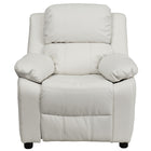 Flash Furniture – Fauteuil inclinable moderne de luxe pour enfants, vinyle, très rembourré, rangement dans les accoudoirs, blanc-Appui-bras rabattables avec rangement