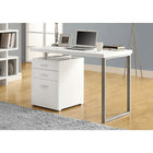 Monarch Specialties - 7027 Bureau 48 po L - Blanc Orientation Gauche Ou Droite-Conçu de manière durable avec une finition en stratifié blanc et un pied en forme de U en métal gris robuste pour un aspect contemporain, avec un plateau facile à nettoyer, idéal pour étudier, écrire ou travailler sur votre ordinateur portable.