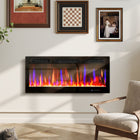 HOMCOM - Cheminée électrique murale 42 po avec mode éco - 1500 W-Créez des effets de flammes avec 12 couleurs de flammes, 12 teintes de lit de cristal, 5 vitesses et 5 niveaux de luminosité. Effet de flamme indépendant pour une ambiance toute l’année