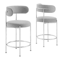 Modway - Albie Tissu Tabourets de comptoir Ensemble de 2 - Argent gris-Tabourets de travail modernes - Ensemble de 2