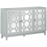HOMCOM - Buffet latéral avec miroir 47,2 po L - gris-Trois portes à miroir ajoutent une touche de chic moderne à cette pièce antique 