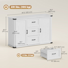 HOMCOM - Buffet moderne 47 po avec tiroirs et portes de rangement - grain de bois blanc-Le dessus de 47,2 po de large peut accueillir une télévision jusqu'à 19,7 po ou servir à exposer des objets de décoration