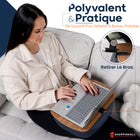 ShoppingAll - Coussin Support Réglable Pour Tablette Avec Bol À Collations - Gris-Design Spacieux - Mesure 16,9" x 10,8" x 3,5" pour offrir un espace généreux tout en restant compact et léger.
