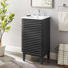Modway - Render 18" Armoire à coiffeuse de salle de bain - Blanc charbon-Étagère de rangement réglable