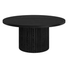Hudson&Canal - Table basse ronde Rollan 32" de largeur - Grain noir-La table est fabriquée à partir de matériaux MDF de haute qualité et durables