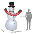HOMCOM - Bonhomme de neige gonflable - décoration de Noël avec lumières LED-Se gonfle rapidement et peut être facilement dégonflé pour le stockage 