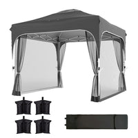 Outsunny - Tente auvent pliante 10 pi l x 10 pi L - Tente de réception d'extérieur avec moustiquaire et verrouillage central-Conception pop-up avec verrou central à une pression pour une installation sans outils