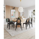 Manhattan Comfort - Lot de 2 chaises de salle à manger Versailles 18,5 po au style industriel chic, dossier rond, noir et cannage naturel-Canne naturelle fine fabriquée à partir de véritable rotin en bois