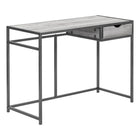 Monarch Specialties - 7217 Bureau 42 po - Gris/Metal Gris Fonce-Bureau d'ordinateur avec 1 petit tiroir de rangement avec une poignée découpée confortable et des glissières de tiroir en métal