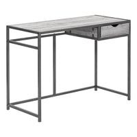 Monarch Specialties - 7217 Bureau 42 po - Gris/Metal Gris Fonce-Bureau d'ordinateur avec 1 petit tiroir de rangement avec une poignée découpée confortable et des glissières de tiroir en métal