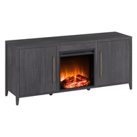 Hudson&Canal - Meuble TV Jasper avec cheminée à bois pour téléviseurs jusqu'à 65 pouces - Gris anthracite-Un design contemporain moderne peut accueillir des téléviseurs jusqu'à 65 pouces pour votre espace de divertissement