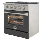 Kucht - 30 po Série KDF Cuisinière Pro Style au gaz propane - Acier inoxydable/Gris ciment-Les grilles robustes en fonte permettent de déplacer facilement les casseroles entre les brûleurs sans avoir à les soulever