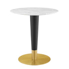 Modway - Zinque 28 po Marbre artificiel Table à manger, Or Blanc-Table à manger moderne