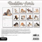 DateWorks - Mini Calendrier Mural 16 Mois Amis de 2025 - 7 po x 7 po - Bilingue-Comprend des pages mensuelles de janvier à décembre 2025, ainsi que les 4 derniers mois de 2024.