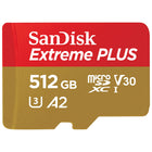 Sandisk - Carte microSDXC UHS-1 Extreme Plus avec adaptateur - 512 Go-Compatible avec la plupart des appareils prenant en charge les cartes microSDXC Pour une utilisation étendue