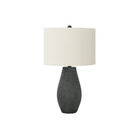 Monarch Specialties - Luminaire - 24 po H Lampe De Table - Résine Noire - Abat-Jour Ivoire / Crème - Contemporain-Une lampe de table contemporaine de 24 pouces avec une base en résine noir avec une finition texturée en relief, avec un abat-jour simple en tissu ivoire et surmonté d'un embout en métal argenté, ajoute une ambiance boho-glam élégante dans un salon, une entrée, une chambre à coucher ou un bureau à domicile