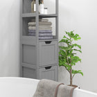 Kleankin - Armoire colonne étroite autoportante pour salle de bain - gris-Conception anti-basculement pour garantir la sécurité   