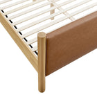 Modway - Maven Taille reine Cuir végétalien rembourré Lit de plateforme, Tan Oak-Capacité de poids : 794 lb.