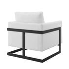 Modway - Posse Tissu rembourré Chaise d’accent - Noir Blanc-Cadre en acier inoxydable noir mat