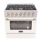 Kucht - 36 po Série KDF Cuisinière Pro Style au gaz propane - Acier inoxydable/Blanc-Cuisinez et pâtissez comme un professionnel avec le four à convection extra-large de 5,2 pi³, configuration à 5 grilles et grande fenêtre de four