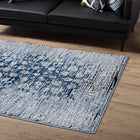 Modway - Chiara Treillis floraux vieillis contemporains Tapis de 5 pi l x 8 pi L - Bleu marocain-Dessous en caoutchouc de prise