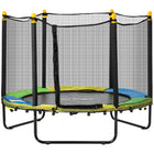 Qaba - Trampoline pour enfants avec filet de protection - 55" de diamètre - Noir-Cordons élastiques rembourrés pour une conception sûre et sans ressort  -Étanche pour une utilisation intérieure et extérieure  