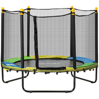 Qaba - Trampoline pour enfants avec filet de protection - 55" de diamètre - Noir-Cordons élastiques rembourrés pour une conception sûre et sans ressort  -Étanche pour une utilisation intérieure et extérieure  