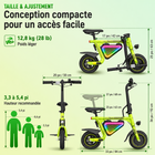 Gyrocopters - Trottinette électrique pour enfants Radi8 - Vitesse 25 km/h - Autonomie 20 km - Éclairage LED - Vert-Dominez toutes les allées et les sentiers de parc grâce à des pneus en caoutchouc de 10 pouces à haute adhérence et à un système de freinage à disque arrière fiable