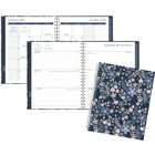 Mead - Agenda hebdomadaire/mensuel Caprice floral 2026 - 11 po H x 8 1/2 po l - bleu - bilingue-Couverture rigide durable présentant un motif floral regorgeant de nuances de rose, de bleu et de lavande sur un fond bleu marine