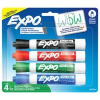 Expo® – Marqueurs à effacement sec à faible odeur, pointe biseautée, couleurs variées, paq./4-Encre qui s'efface mieux ! Un glissement de l'effaceur et c'est parti. Par comparaison aux versions précédentes des marqueurs EXPO. Les résultats varient selon la surface.