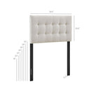 Modway - Emily Tissu tapis Tête de lit jumelée, Lin-Touffage de boutons