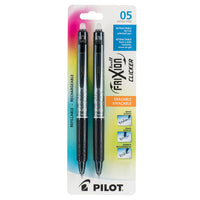 Pilot Frixion Clicker Erasable Gel Ink Pens, Roller Ball Point, Retractable, Refillable, 0.5mm, Black, 2 Pack (BLRT-FR5-BK)-Erasable roller ball pen