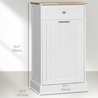 HOMCOM - Buffet bas à poubelle basculante 10 gallons avec bac caché et tiroir - blanc-Le plateau à motif de chêne apporte un style moderne et naturel à votre maison 