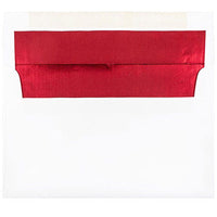 JAM Paper Enveloppes d'invitation A9 doublées d'aluminium - 5,75 x 8,75 po - Blanc avec feuille rouge - paquet de 25-Couleur : blanc avec doublure en aluminium rouge, La feuille donne à l’enveloppe une brillance naturelle