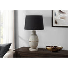 Monarch Specialties - Luminaire - 25 po H Lampe De Table - Résine Grise - Abat-Jour Noir - Contemporain - Moderne-L'abat-jour classique en tissu noir diffuse doucement la lumière pour aider à éclairer une table de nuit, une console, une table d'appoint ou une table d'appoint pour une ambiance chaleureuse et accueillante